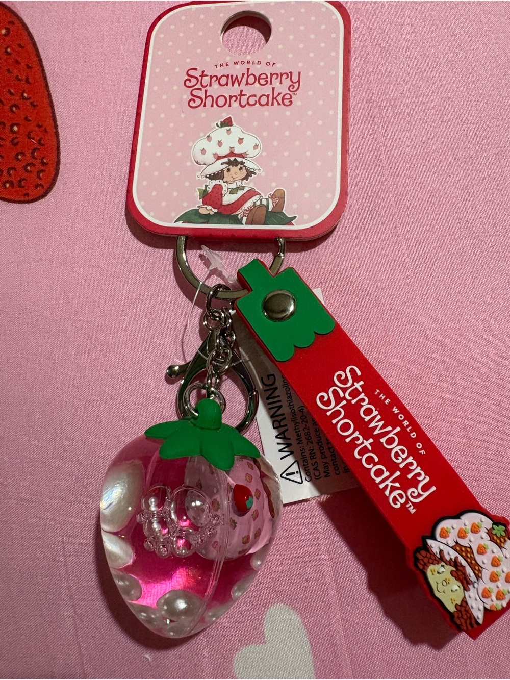 The World of Strawberry Shortcake Pink Strawberry Keychain Card Holder